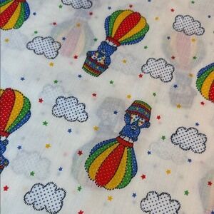 Vintage Care Bear Hot Air Balloon Fabric Kid's White Blue Red Unisex 96"L X 44"W